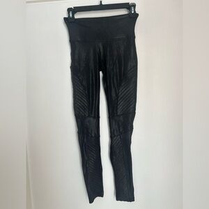 SPANX Moto Faux Leather Black Leggings Small